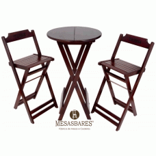 Conjunto Bistrô Dobrável 60 cm e 2 Banquetas Iron - Cod: 961